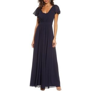 Vince Camuto Navy Chiffon Gown Size 6 New $188